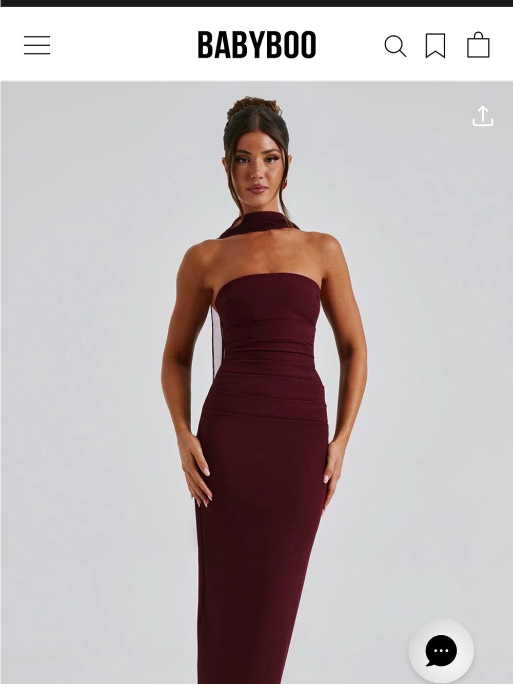 Babyboo (S) Burgundy Strapless Halter Bodycon Dress